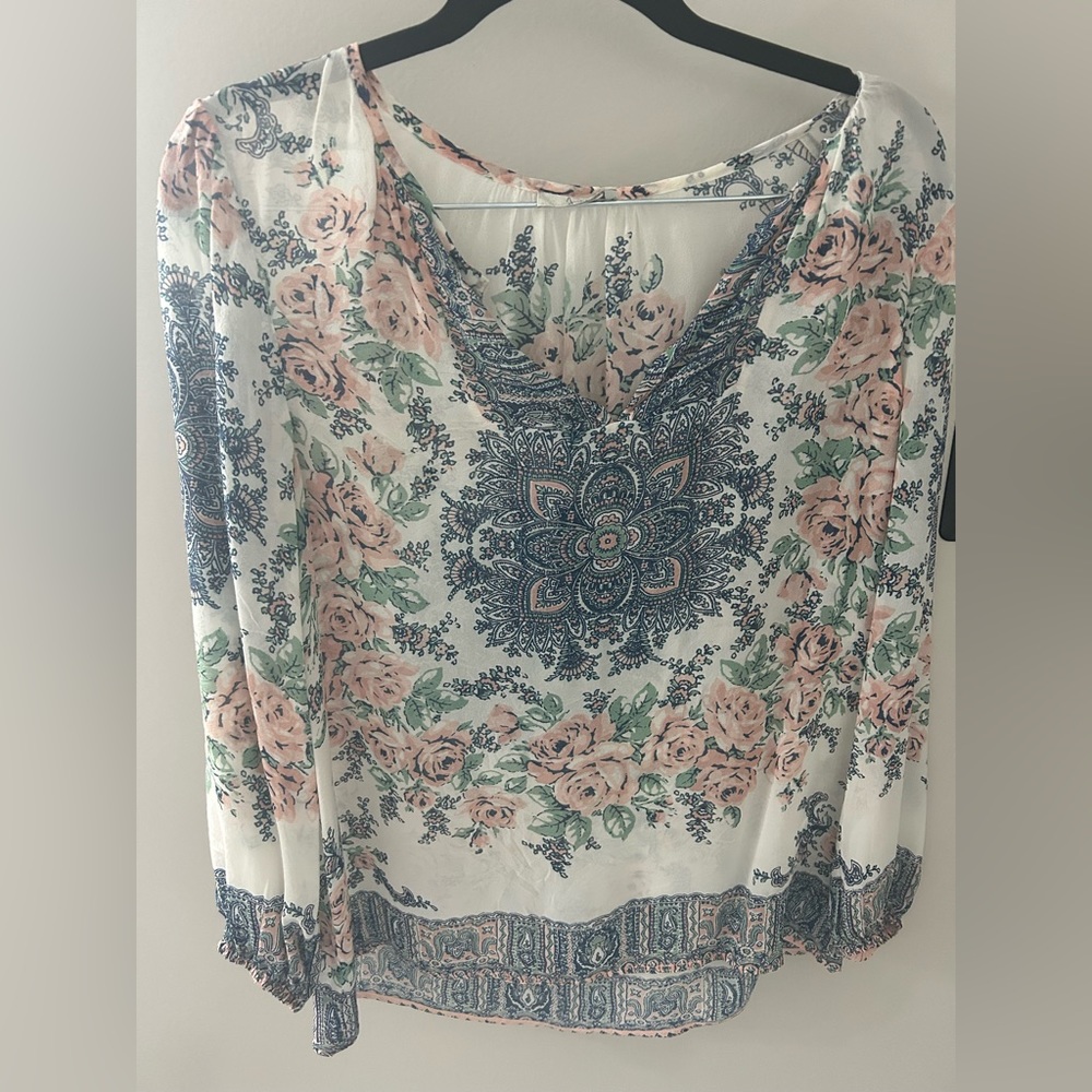 Joie floral/scarf print silk blouse